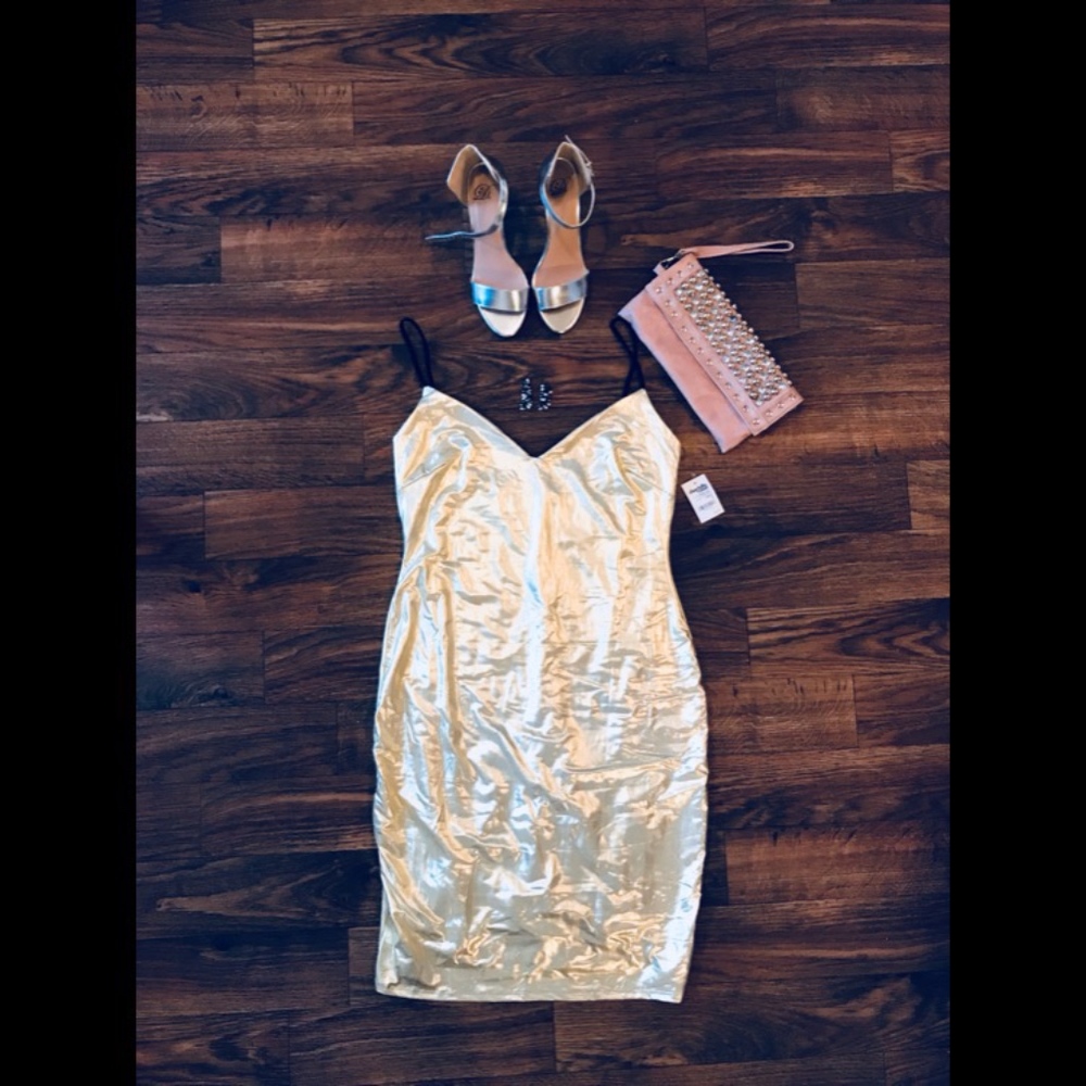 Gold Charlotte Russe Midi Dress - LRG